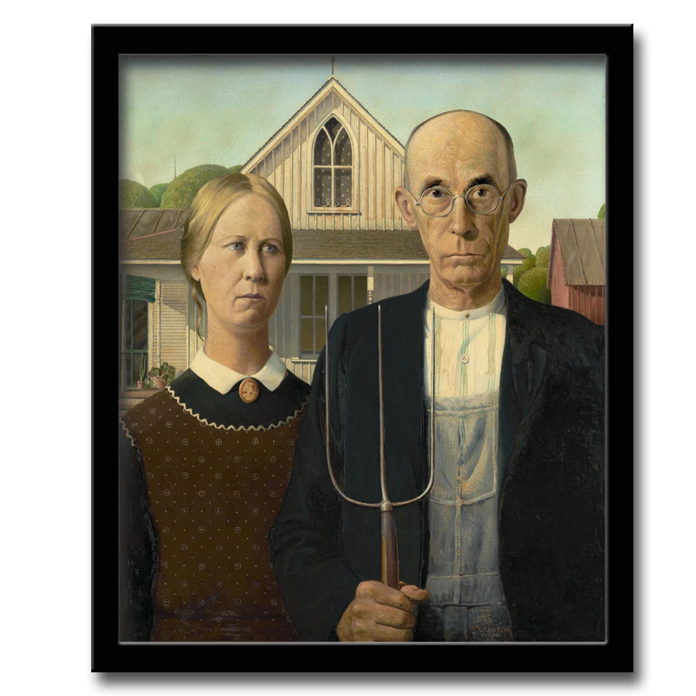 Картина на холсте американская Готика от Grant Wood всемирно известная картина