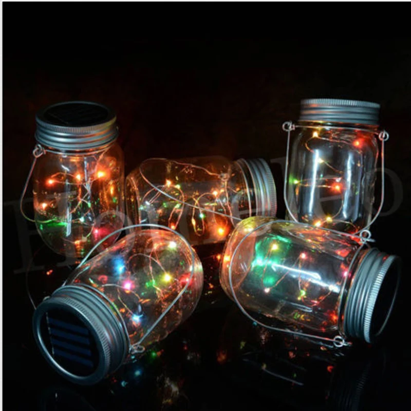 Гирлянда с 10 светодиодами 1 м на солнечной батарее|fairy light jar|solar fairysolar mason jar lids |