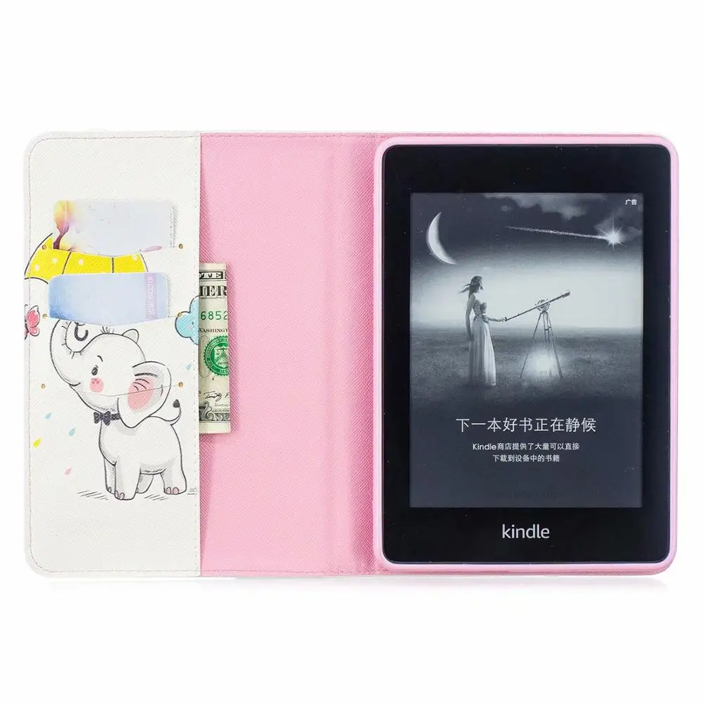 Чехол с рисунком для Kindle Paperwhite 4 2018 10th Generation чехол слотом карт Smart Panda Elephant |