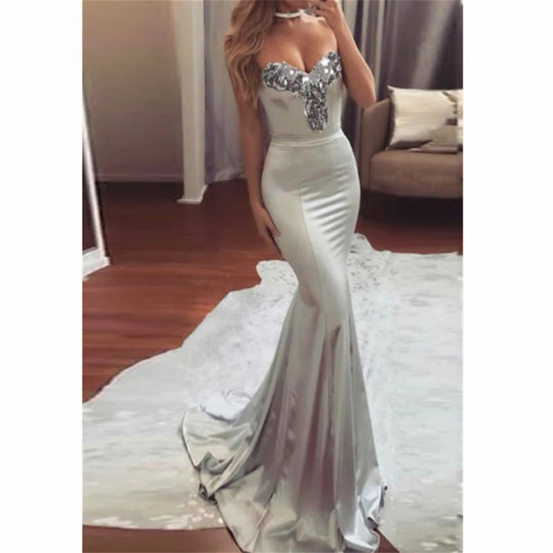 Женское платье с блестками размера плюс XL длинное облегающее платье-макси без