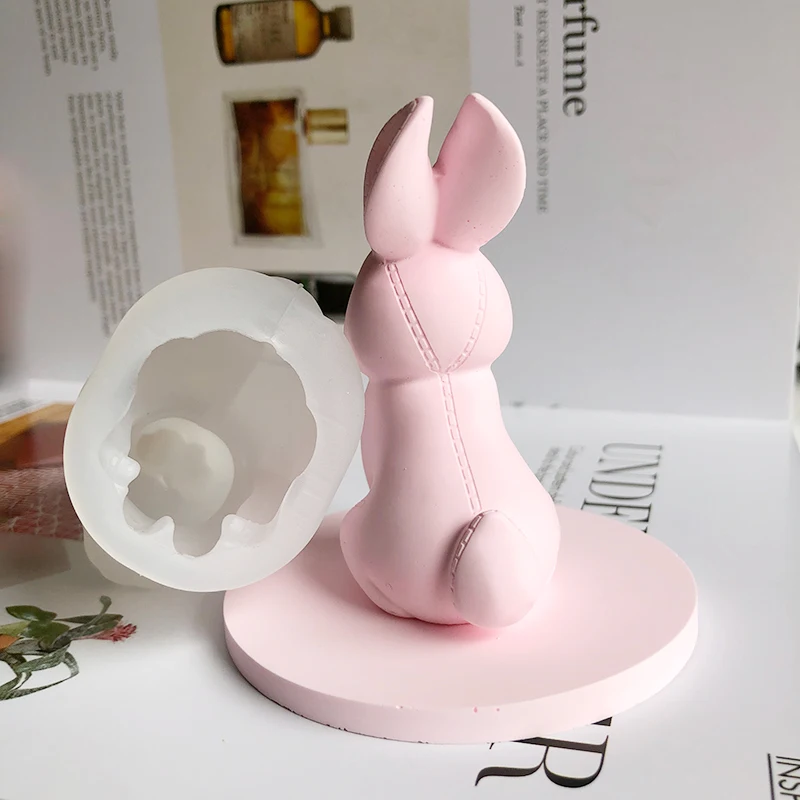 Бетон силиконовые формы 3D Кролик глина плесень подходит для гипса цемента ремесла кролик свечи формы украшения