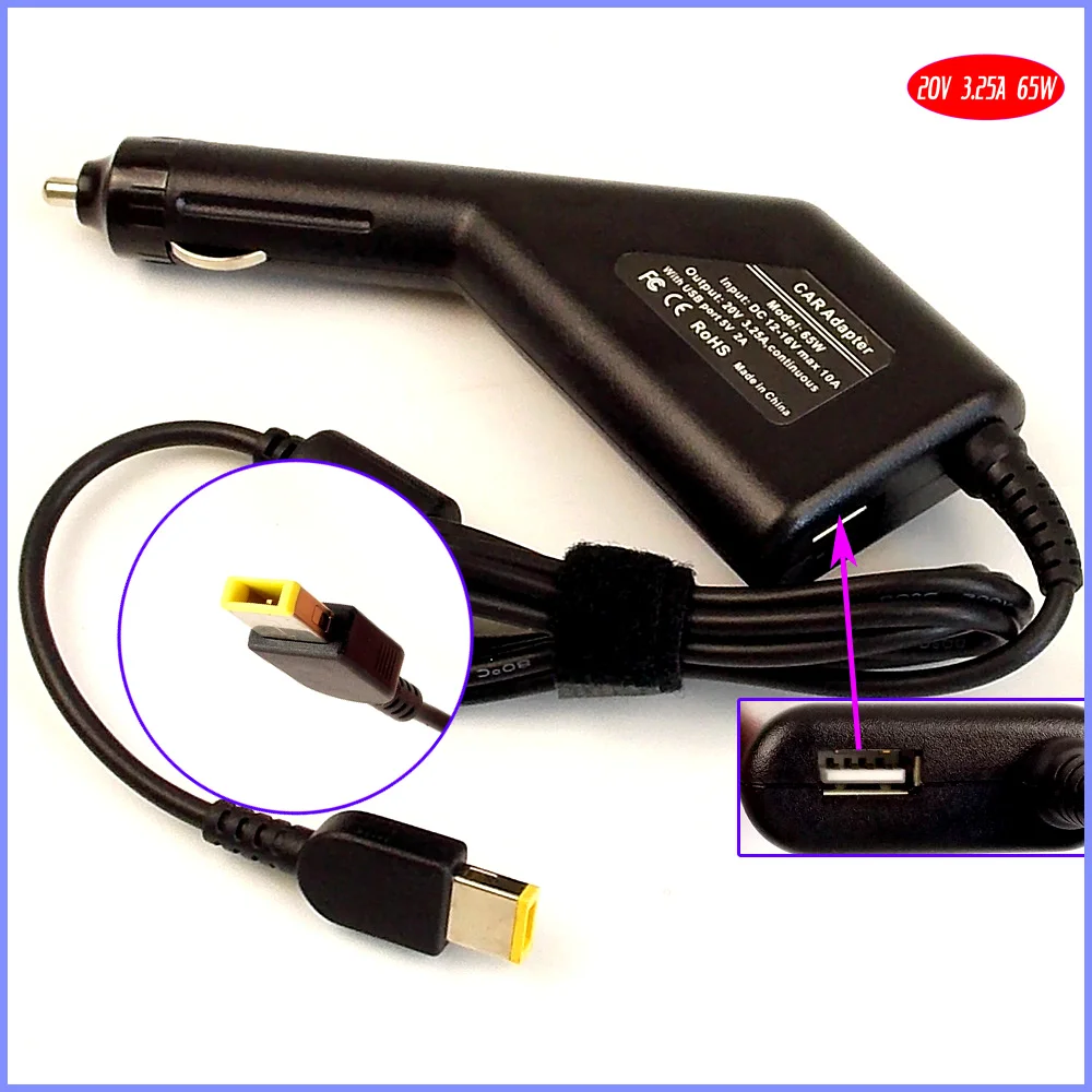 

20V 3.25A Laptop Car DC Adapter Charger +USB for Lenovo Flex 10 11 14 2-14 2-15 15 15D,Flex 3 3-1480 3-1470 3-1580 3-1130 3-1120