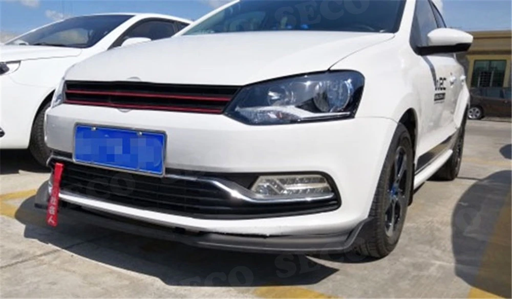 Передние Губы фартуки для Volkswagen VW Polo- не для GTI ABS 3 шт. головной бампер подбородок Лопата защита от столкновений спойлер
