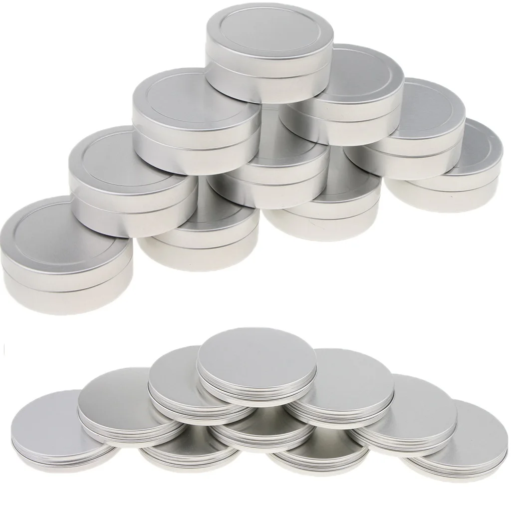

0.85 Oz, 1 Oz 20X Aluminium Tin Flat Silver Metal Tins Empty Slip Slide Round Tin Containers & Tight Sealed Twist Screwtop Cover