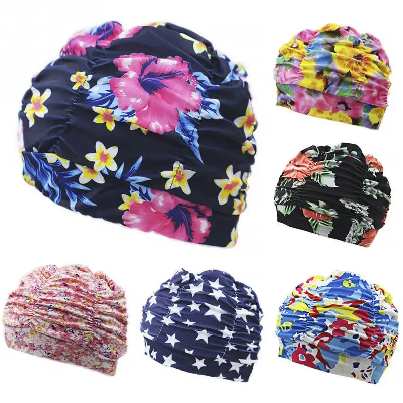 Для женщин мужчин с оборками цветочным узором шапочка для плавания принтом