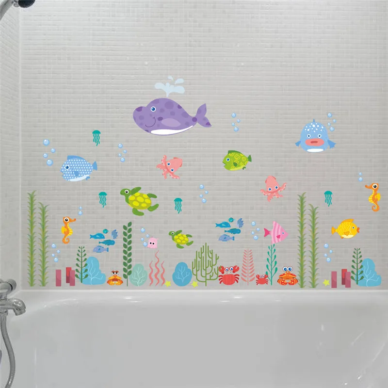 

Underwater Seabed Fish Bubble Starfish Star NEMO Wall Sticker Cartoon Wall Decals Bathroom Decor Nursery Kids Room Poster Mural