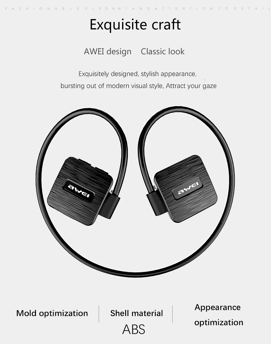 AWEI A848BL водонепроницаемые Bluetooth наушники с микрофоном, стерео Беспроводная гарнитура, музыкальные Bluetooth наушники, спортивные наушники