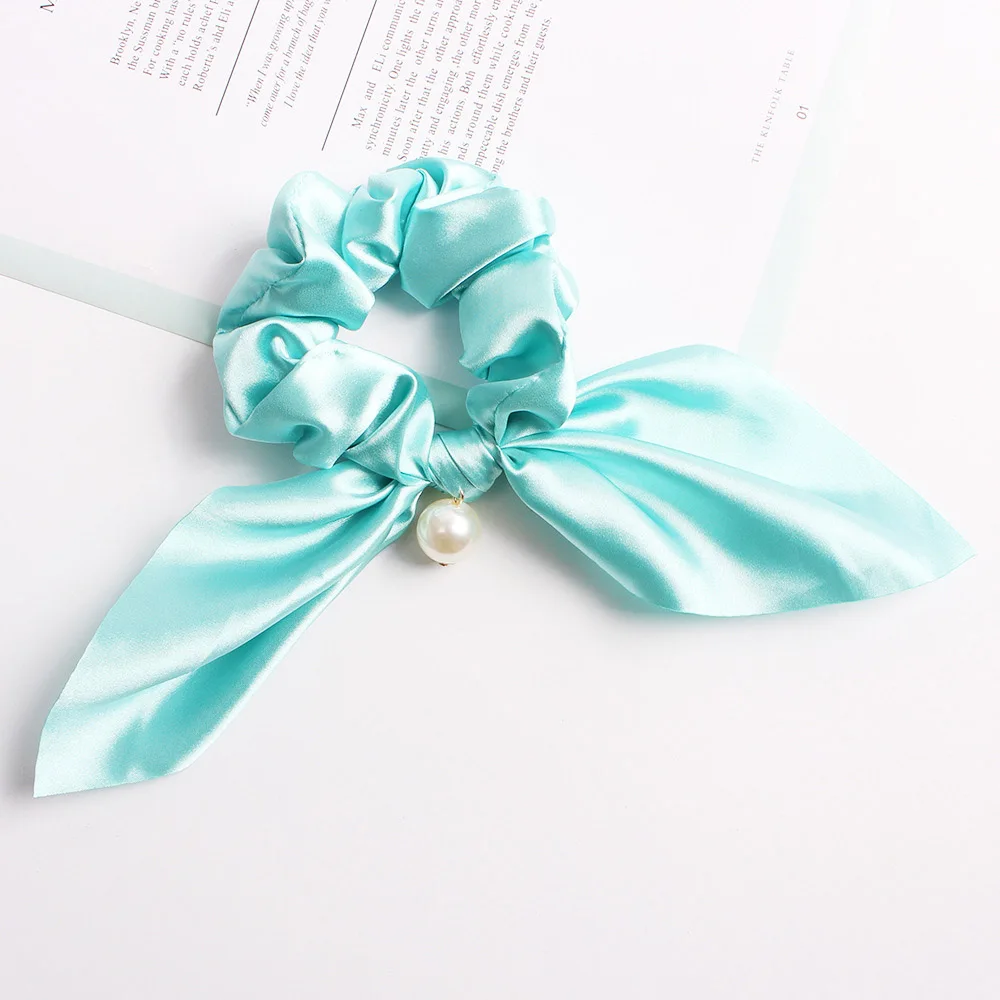 Light Blue 1 шт., милый бант, аксессуары для волос, модная Женская эластичная лента для волос, атласная резинка для волос для девочек, резинка для волос, резинка для волос, конский хвост - Цвет: Light Blue