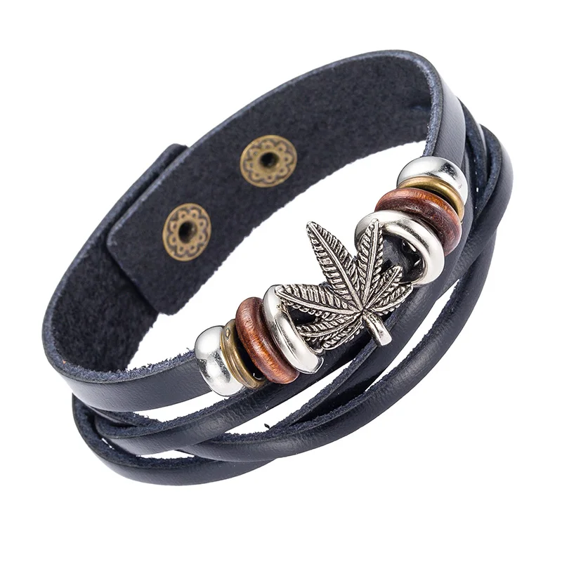 Alibaba оптовая продажа модная подвеска с Кленовым листом браслет из натуральной