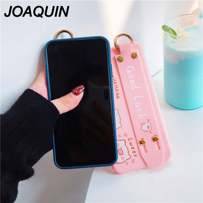 Hot Cute Cartoon Animal Duck Pig Soft TPU Phone Case For iPhone 6 6s 7 8 Plus X XS MAX XR Covers Couples Capa With A Wrist Strap |