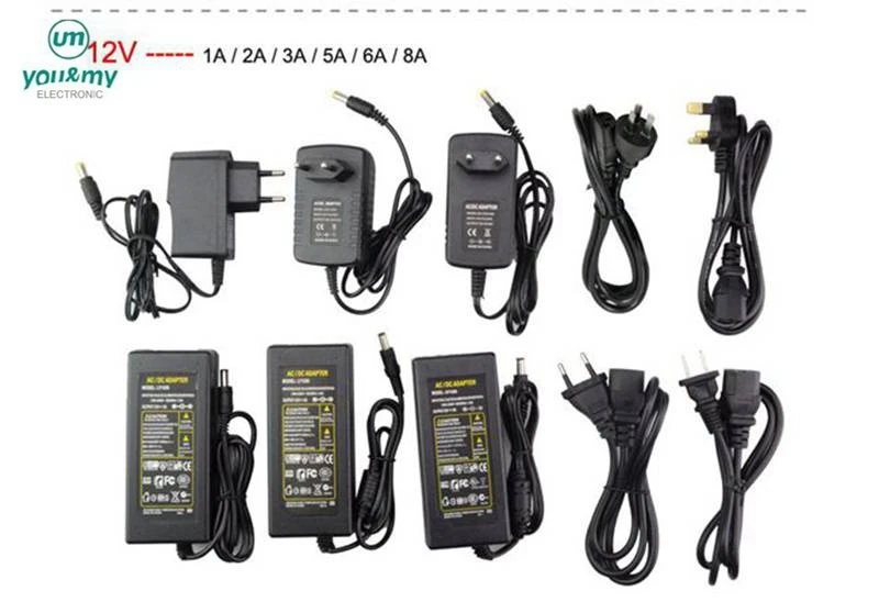 

SZYOUMY EU/US/UK/AU Power Supply Adapter Transformer AC 110-240V to DC 12V 1A 2A 3A 5A 6A 7A 8A 10A 12.5A Led Converter