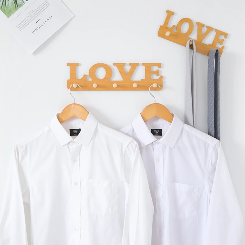 Wooden White LOVE And Bird Hook Robe Key Holder Hat Hanger Wall Home Decoration 3 or 5 hooks Newest | Дом и сад