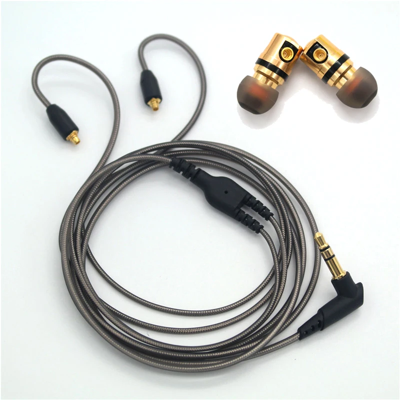 Gold with cable DIY MMCX интерфейс DD динамические HIFI наушники-вкладыши съемный Mmcx кабель для Shure наушники SE215 SE535 SE846 UE900 гарнитура - Цвет: Gold with cable