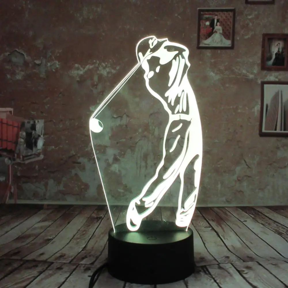 Новые креативные подарки акриловые 3D ночные светильники play golf USB LED фигурка 7