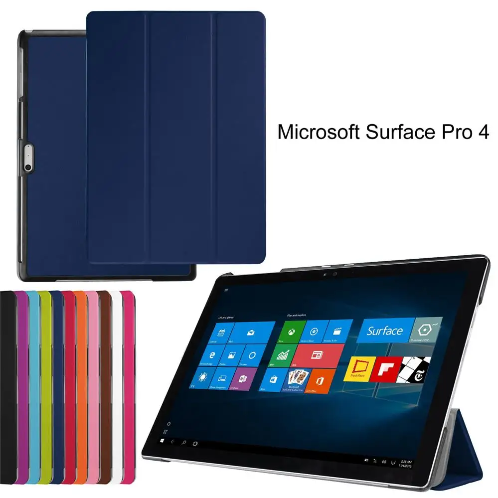 Чехол подставка для Microsoft Surface Pro 4 12 3 ″ Премиум Флип ультра тонкий смарт чехол из