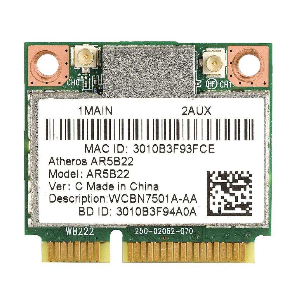 Карта для Atheros AR5B22 AR9462 Двухдиапазонная 2 4 ГГц 5 беспроводная Wi Fi Bluetooth половинная
