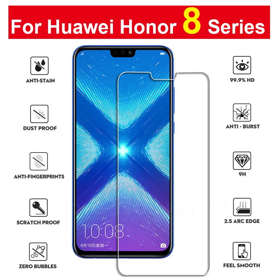 Закаленное стекло для huawei honor 8x Защитное 8c lite pro 8lite 8pro x c экрана 9h 2.5D|Защитные