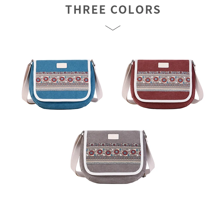 Canvasartisan new women shoulder bag floral casual messenger bag vintage cotton canvas bags female small travel crossbody bag