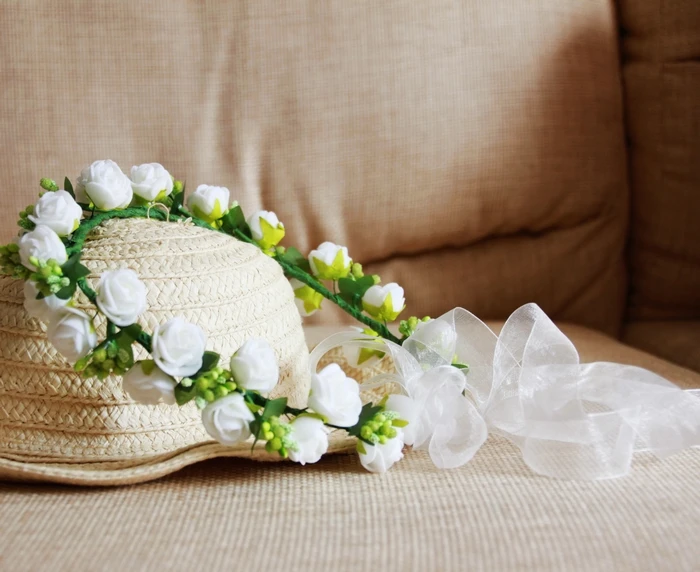 Высококачественный цветочный венок для волос W30 с лентой регулируемый размер