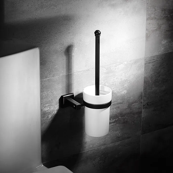 Toilet Brush Holder Аксессуары для ванной комнаты, черный латунный держатель для бумаги, держатель для стакана, туалетная щетка, мыльница, вешалка для полотенец, крючок, место 81600 - Цвет: Toilet Brush Holder