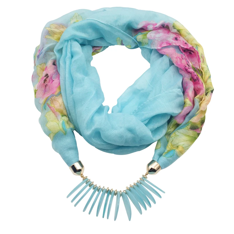 Fashion scarf necklace for women beads pendent jewelry wrap bandana ethnic foulard lic winter female accessories colorful flower | Украшения