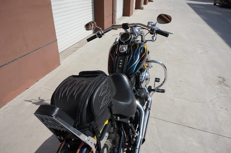 17L до 24L микрофибра кожа Harley &amp Cruiser пламя Мотоцикл расширяемый Хвост сумка |