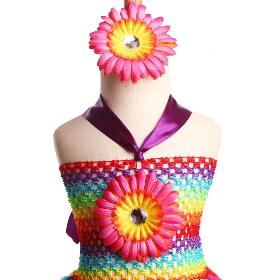 Ksummeree Rainbow Bright Fun Fluffy Tutu Dress Girls Summer Baby Birthday Party Halloween Christmas Costume TS126 | Детская одежда и