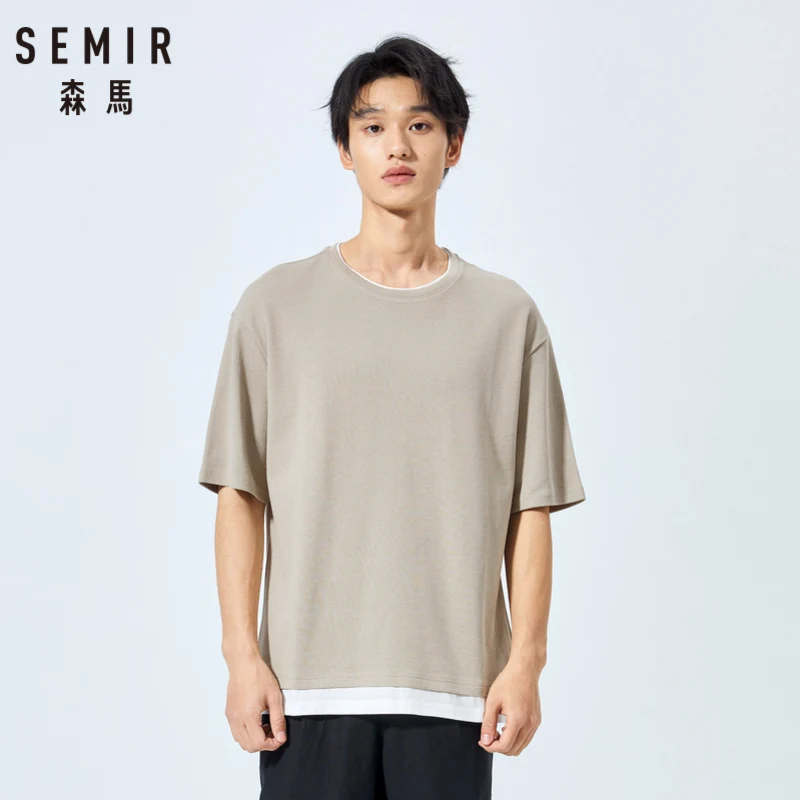 SEMIR Мужская футболка с короткими рукавами Корейская версия хлопок круглым