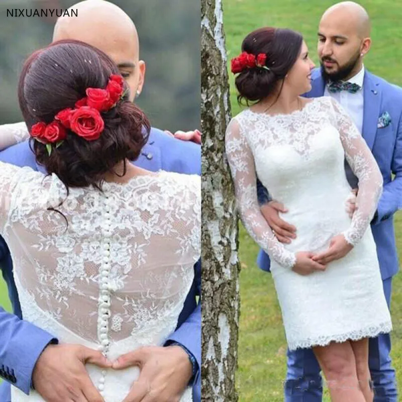 С длинным рукавом свадебное платье круглый вырез 2021 простой дизайн Vestidos De Noiva