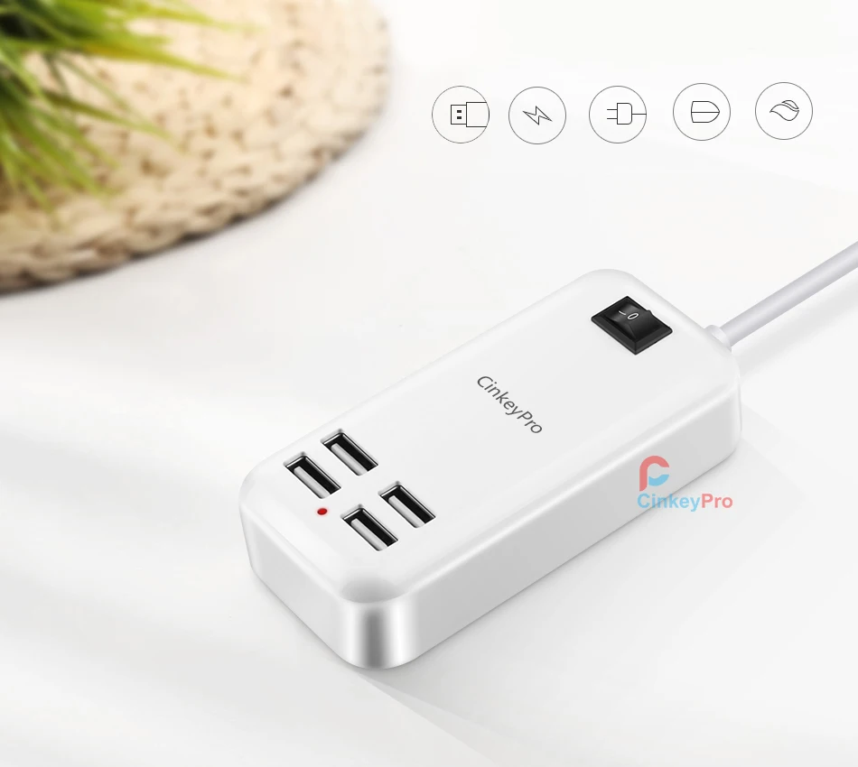 Cinkeypro 4-Порты настольный USB Зарядное устройство сетевой адаптер 1.5 м кабель мобильного телефона устройства 5 В 2A зарядки для iphone Samsung Универсальный