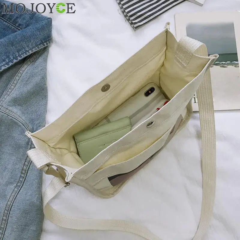 Женская прочная сумка на одно плечо с мультяшным рисунком из чистого холста студенческие сумочки