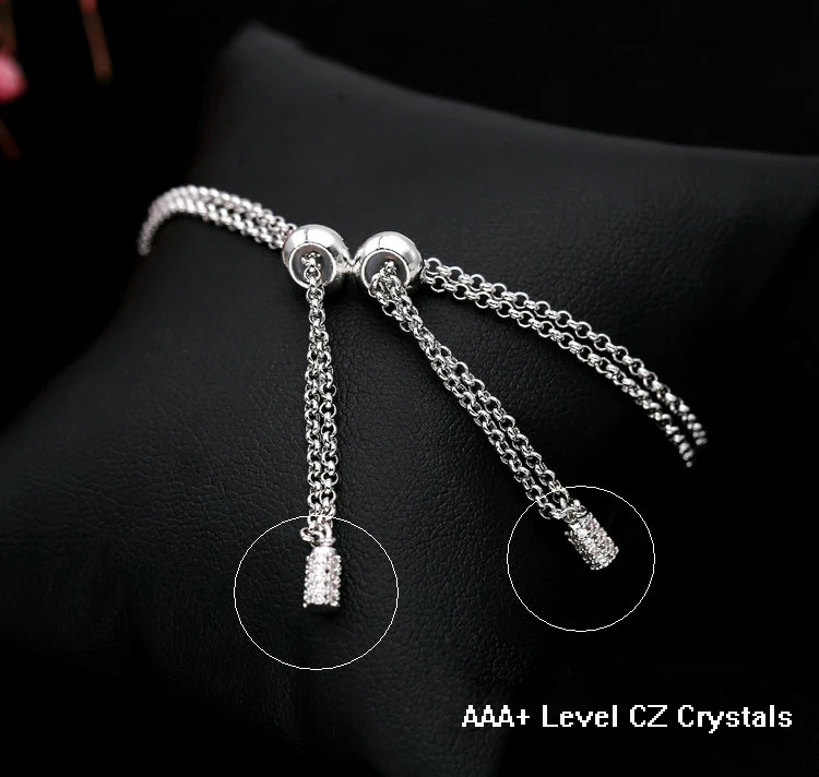 Новые модные регулируемые серебряные браслеты AAA Качество микрозакрепка