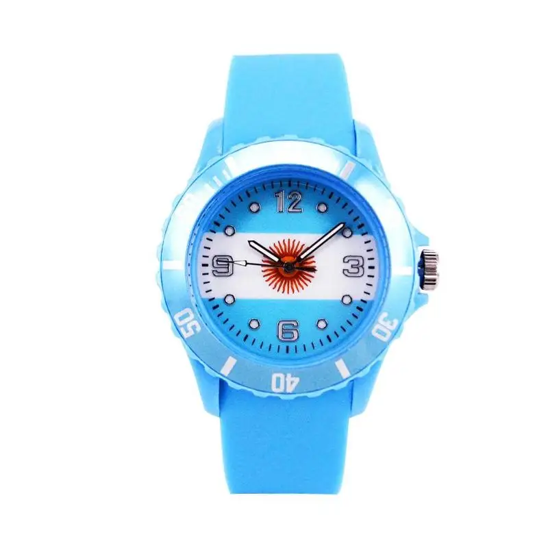 Football Style Women Men Watch Unisex Silicone Band Fashion Sports Flags Quartz Watches Wristwatch