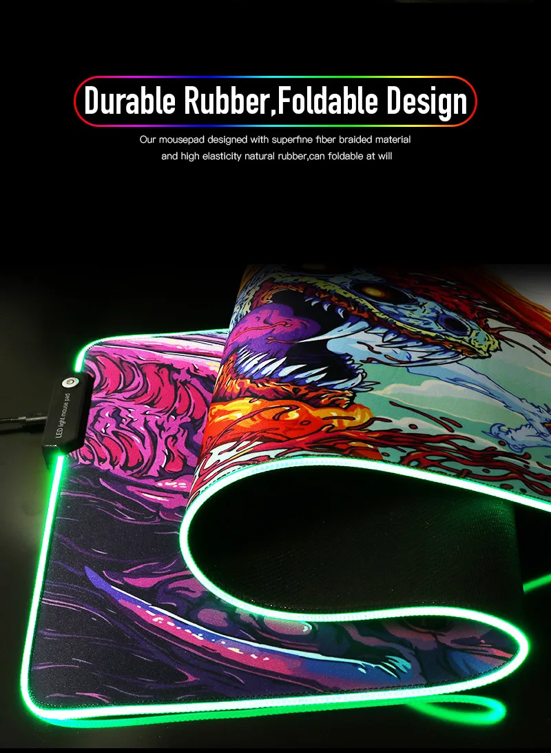 800x300 большой коврик для мыши геймер USB светодиодный RGB подсветка игровой коврик для компьютерной мыши XL резиновый коврик для мыши cs go Hyper Beast для ПК ноутбука