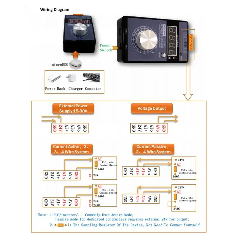 

High Precision Handheld Portable 0-10V 0-22mA Signal Generator Adjustable Current Voltage Analog Simulator With LED Display