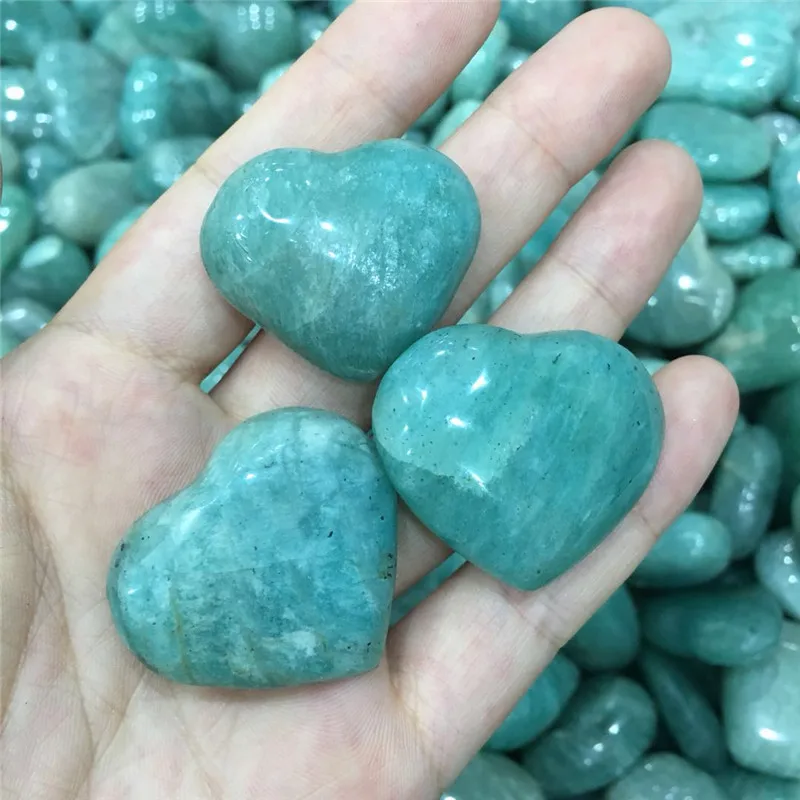 Счастливый камень 100% натуральный Амазонит сердце рейки целебные кристаллы