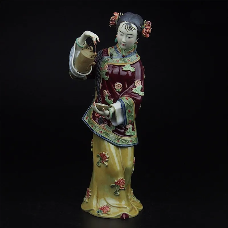 Estátua de Cerâmica Arte Pintada Clássica Figura Feminina Antigo Anjos Chineses Porcelana Esculturas Casa Design Interior L3392