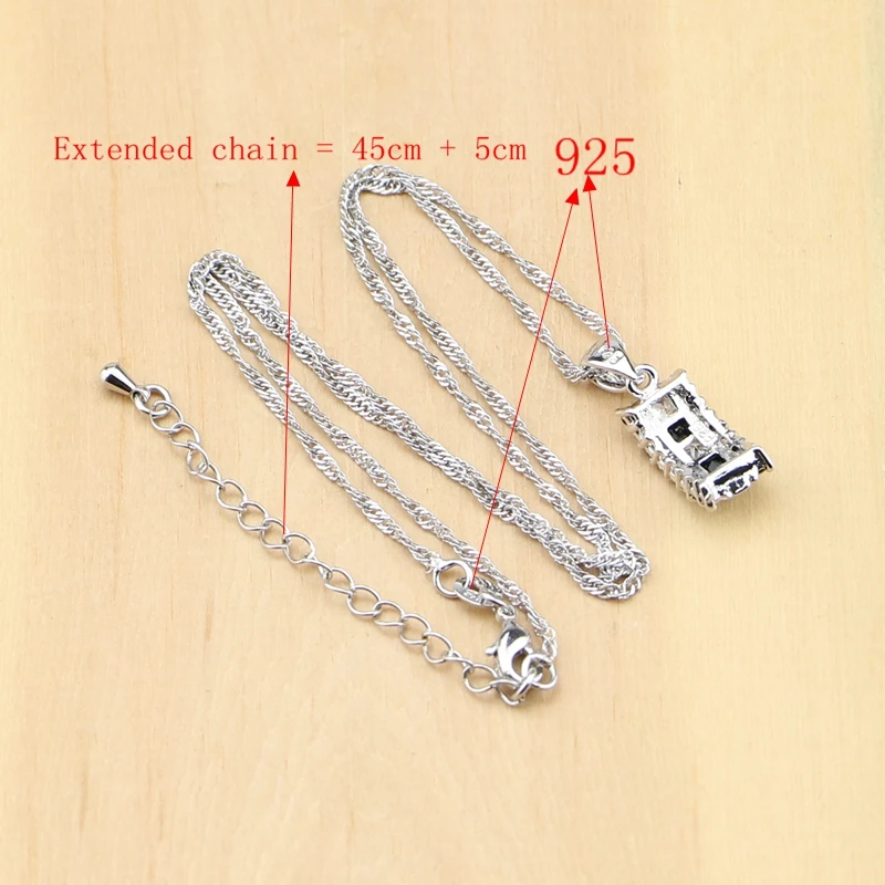 Милые Черные кубические циркониевые белые CZ бусы из стерлингового серебра