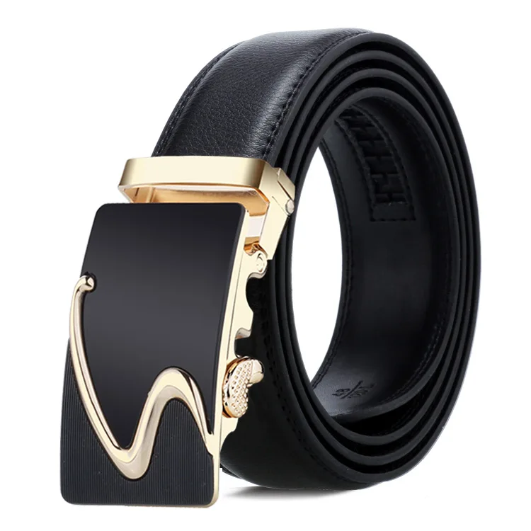 Gold F 150cm men belt with stainless steel automatic buckle for mens cow real genuine leather luxury quality brand designer belts140cm - Color: Gold F