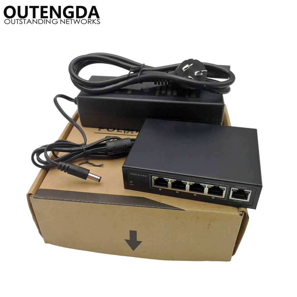 PoE-инжектор OUTENGDA с 5 портами 4 порта 24 В коммутатор Power Over Ethernet +/7 8- блок питания max120W