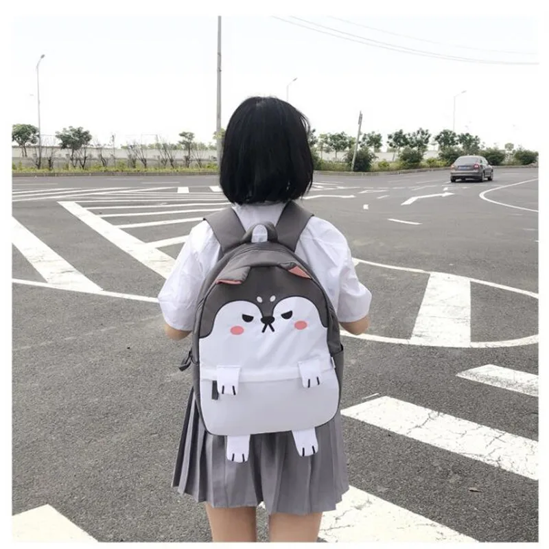 Huskie backpack Горячая новинка мультфильм девушка рюкзак милый Huskie Шиба ину горничной студенческий ранец одного плеча мешок груди пакет Смешные Необычные Рождество - Цвет: Huskie backpack