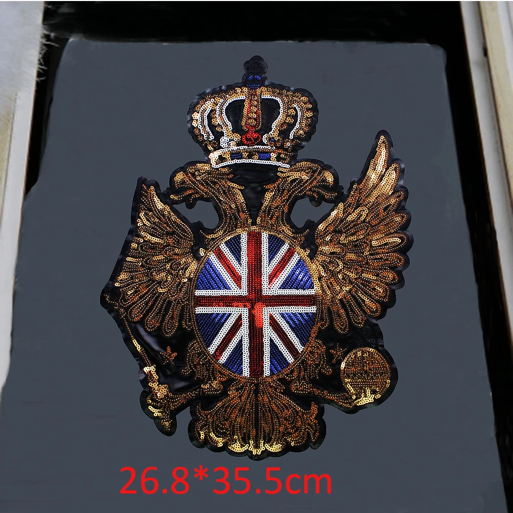 1pc United Kingdom Flag Crown Wing Applique Personality Embroidery Sequin Badges Sew on Patch for Clothes Jacket Jeans P65 | Дом и сад
