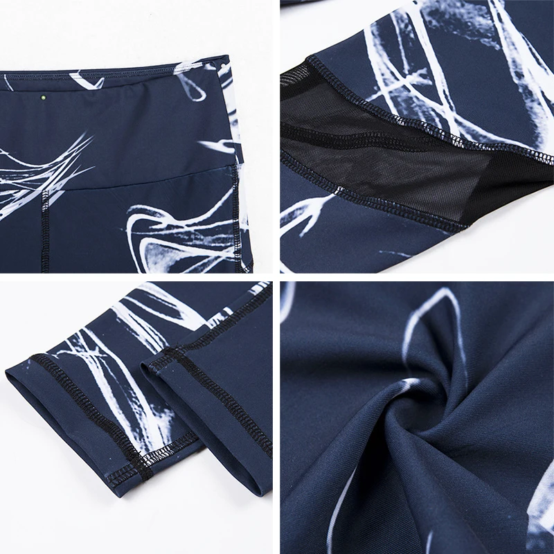 CHRLEISURE леггинсы с цифровой печатью женские сеткой для фитнеса высокой талией S