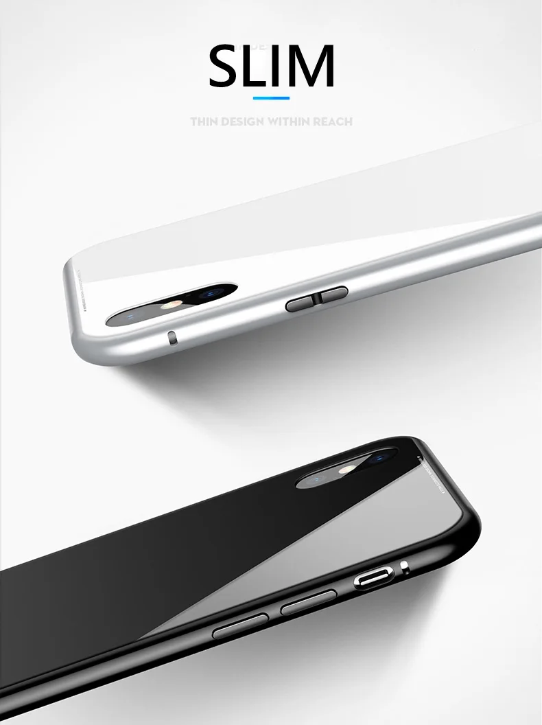 Металлический Чехол-бампер для iPhone X, чехол из прозрачного закаленного стекла, магнитная откидная крышка для iPhone XR 7 8, металлический чехол, роскошный противоударный