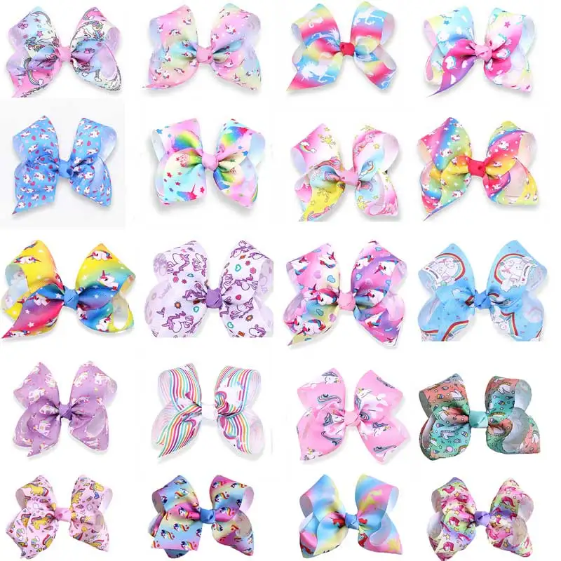 5 inch party Bows Hair Clips Graffiti Knot Hairgrips Kids DIY Princess Ribbon Accessories Handmade Unicorn Hairpin | Детская одежда и