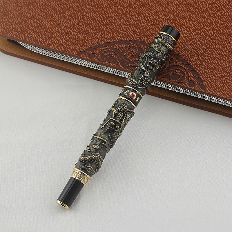 Jinhao винтажная Роскошная авторучка двойной играющий Дракон жемчуг Металлическая