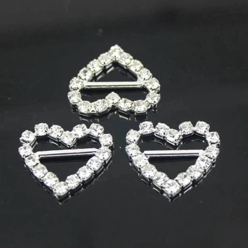 Серебряные металлические стразы, пряжки, аксессуары для рукоделия, украшение из драгоценного камня для невесты, свадебные пригласительные карточки для ленты, слайдер, 100 шт - Цвет: Белый