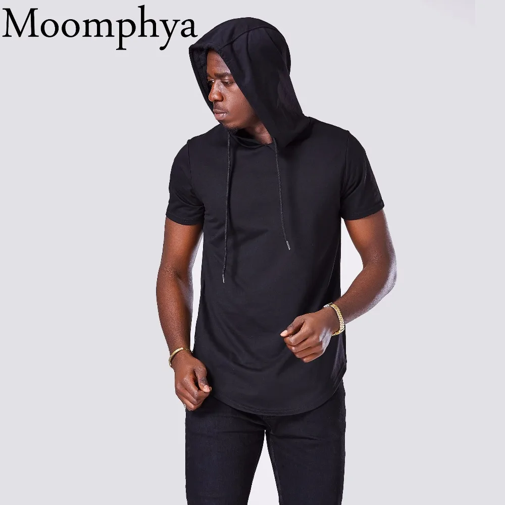 Moomphya Мужские С Капюшоном Футболка Hipster Хип-Хоп Уличная Футболка Мужчины Ярусный Молнии Футболки С Коротким Рукавом Тройники футболки мужские футболка майка мужская