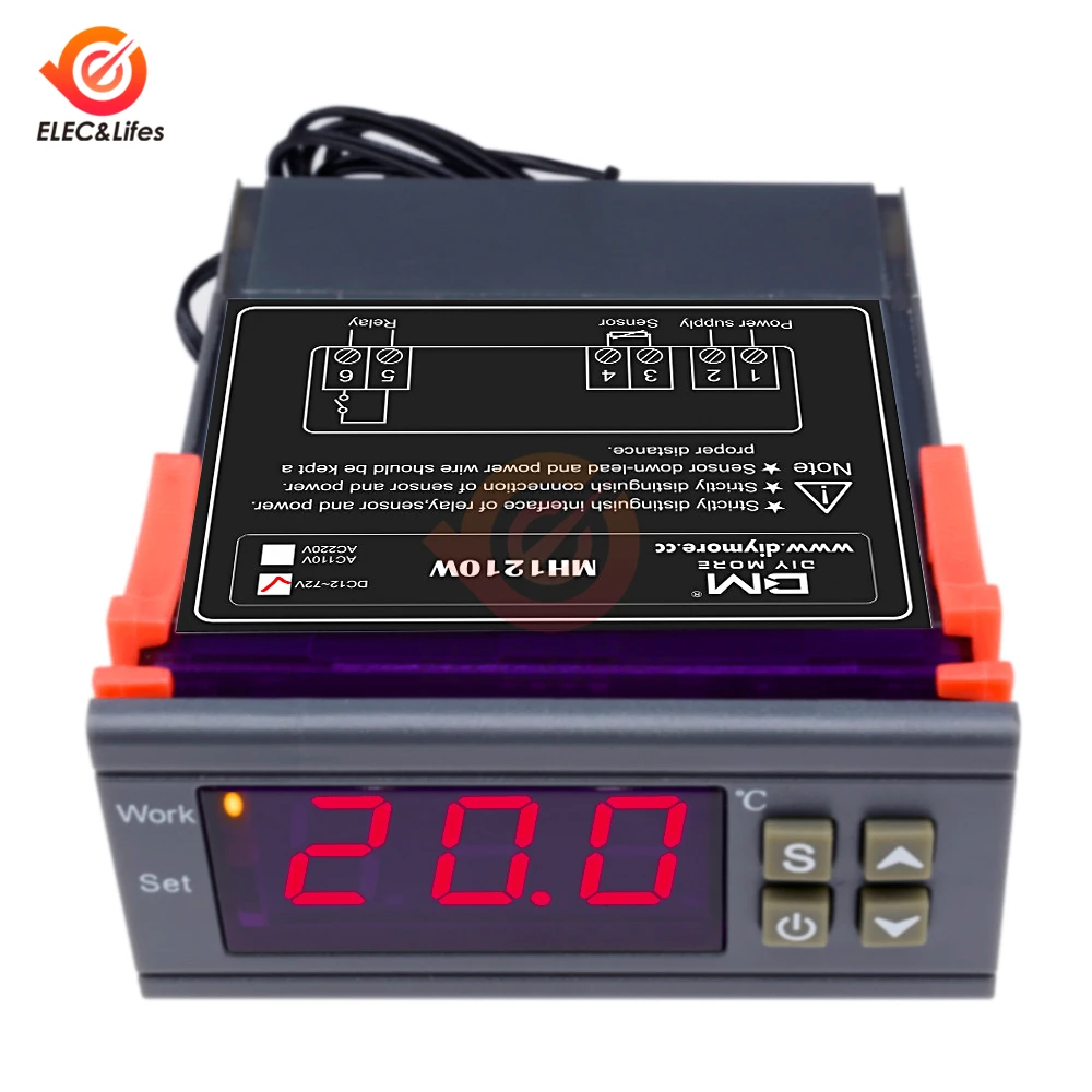 AC 90~ 250 V/DC 9-72V MH1210W цифровой регулятор температуры 220V 10A регулятор термостата Регулируемый переключатель контроля температуры