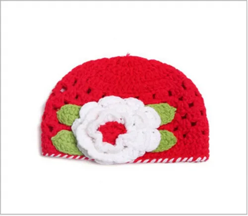 Модная новая детская шапка милая с большим цветком для маленьких девочек вязаная